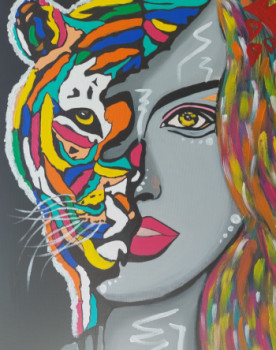 Œuvre contemporaine nommée « BAGHA MAHILA femme tigre », Réalisée par SALLY TERKIBAT
