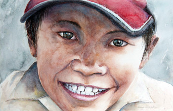Œuvre contemporaine nommée « Le sourire du Tibet », Réalisée par DANY CHARRIER