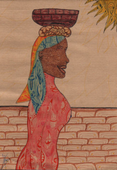 Œuvre contemporaine nommée « La Porteuse aux cheveux bleu », Réalisée par XILON