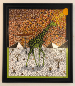Œuvre contemporaine nommée « Mosaïque Girafe ( Nue au soleil ) », Réalisée par FRANK