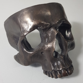 Œuvre contemporaine nommée « Crâne laiton », Réalisée par CHRISTOPHE BRET