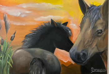 Œuvre contemporaine nommée « Les chevaux », Réalisée par DAMOIZEAU