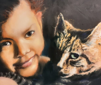 Œuvre contemporaine nommée « Enfant et son chat », Réalisée par DANY WATTIER