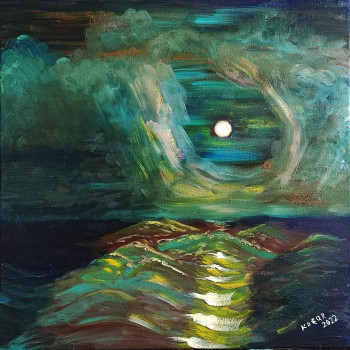 Œuvre contemporaine nommée « Mer de nuit au clair de lune », Réalisée par KOZAR