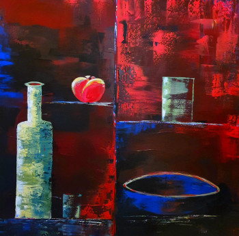 Œuvre contemporaine nommée « Avec une pomme », Réalisée par RéJANE LECHAT