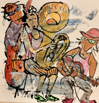 Œuvre contemporaine nommée « JAZZ-BAND ON STREET », Réalisée par FLETCHER-MAUNIER