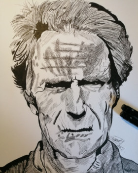 Œuvre contemporaine nommée « Clint Eastwood Realistic Drawing », Réalisée par VICTOR LUSSAUT