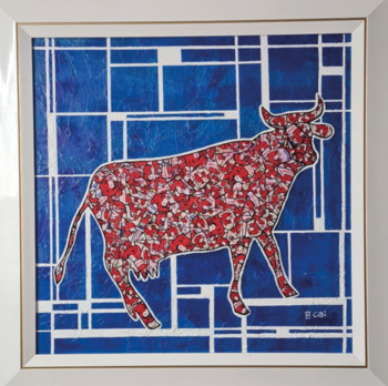 Œuvre contemporaine nommée « Blue vache qui rit », Réalisée par CIBI