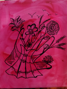 Œuvre contemporaine nommée « ma robe rose », Réalisée par VIVIANE