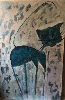 Œuvre contemporaine nommée « The blue cat », Réalisée par CAROLINE YAHYA