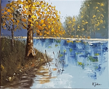 Œuvre contemporaine nommée « L'automne au bord de l'eau », Réalisée par N.JAHIER