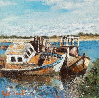 Œuvre contemporaine nommée « Cimetière de bateaux de Noirmoutier 2 », Réalisée par MICHEL AMIACHE