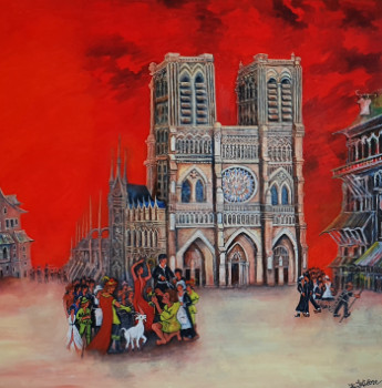 Œuvre contemporaine nommée « notre dame de paris l'an 1435 », Réalisée par LELIEVRE JEAN CLAUDE