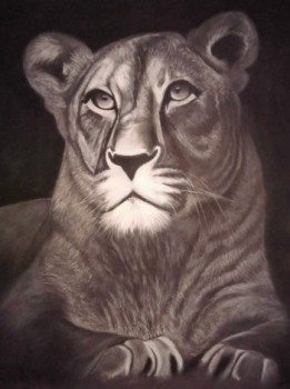 Œuvre contemporaine nommée « lionne », Réalisée par SANPIER