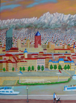 Œuvre contemporaine nommée « Des Fac de Lyon aux Alpes », Réalisée par COMBEMICHEL