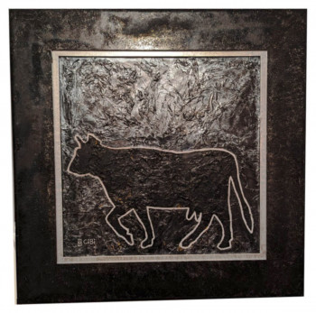 Œuvre contemporaine nommée « BLACK AND SILVER VACHE QUI RIT », Réalisée par CIBI