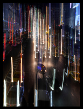 Œuvre contemporaine nommée « Trafic de nuit a Bangkok », Réalisée par DAVID.B