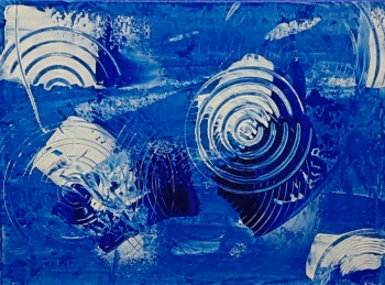 Œuvre contemporaine nommée « Tourbillon de bleu », Réalisée par JANIK'ACRYLIK