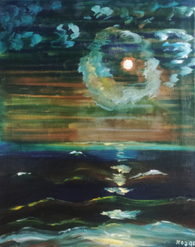 Œuvre contemporaine nommée « Nuit au clair de lune en mer », Réalisée par KOZAR