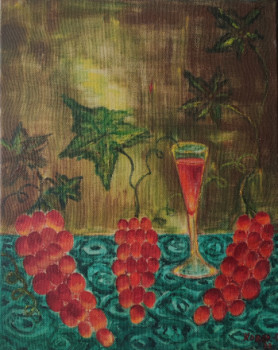 Œuvre contemporaine nommée « Nature morte raisins sur malachite. », Réalisée par KOZAR