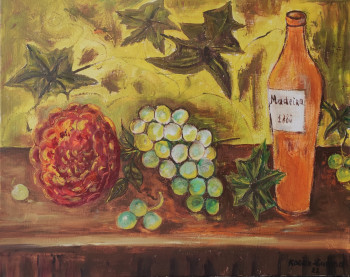 Œuvre contemporaine nommée « Nature morte rose et raisins. », Réalisée par KOZAR