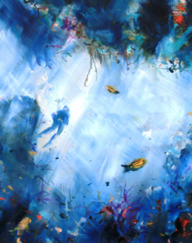 Œuvre contemporaine nommée « paysage sous marin 1 », Réalisée par ROGER BOUBENEC