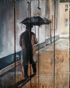 Œuvre contemporaine nommée « "L'homme au parapluie" », Réalisée par GILLES LAVIE