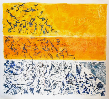 Œuvre contemporaine nommée « bande jaune », Réalisée par ALLEMANDOU