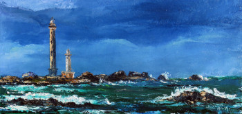 Œuvre contemporaine nommée « La Manche en colère à l'ile Vierge », Réalisée par MICHEL HAMELIN