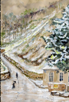 Œuvre contemporaine nommée « Quimper le mont frugy sous la neige », Réalisée par MICHEL HAMELIN
