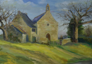 Œuvre contemporaine nommée « Chapelle St Nicolas Tredarzec hiver », Réalisée par PHILIPPE LE MONIES DE SAGAZAN