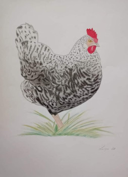 Œuvre contemporaine nommée « LA POULE », Réalisée par LAURENCE LBN