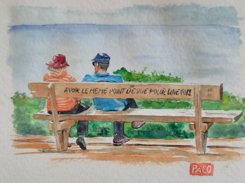 Œuvre contemporaine nommée « Sur le banc », Réalisée par PACO