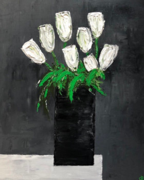 Œuvre contemporaine nommée « White Flowers », Réalisée par CB