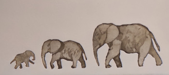 Œuvre contemporaine nommée « Le trio des éléphants », Réalisée par DOM-L