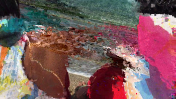 Œuvre contemporaine nommée « danseurs face à la mer "chorimages 17" », Réalisée par PAT O'BINE