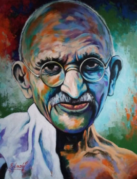 Œuvre contemporaine nommée « Gandhi », Réalisée par RACHID BELMAHI