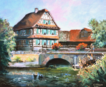 Œuvre contemporaine nommée « Maison à colombages dans le village de Plobsheim », Réalisée par ROBERT SCHOULER
