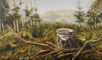 Œuvre contemporaine nommée « Tronc d'arbre en forêt des Pyrénées », Réalisée par NADYA RIGAILL
