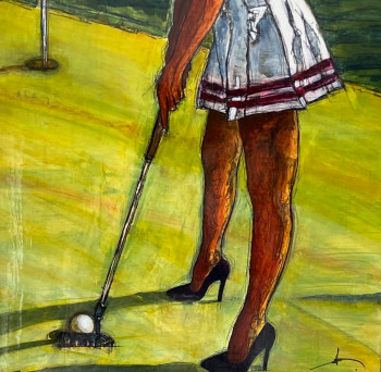 Œuvre contemporaine nommée « Golfeuse aux talons », Réalisée par LEPEINTRINCONNU