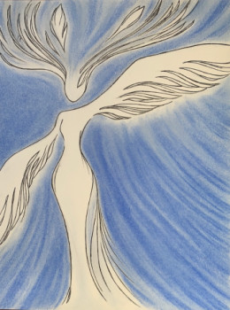 Œuvre contemporaine nommée « Aura bleue », Réalisée par JUSTINE GUYOMARD