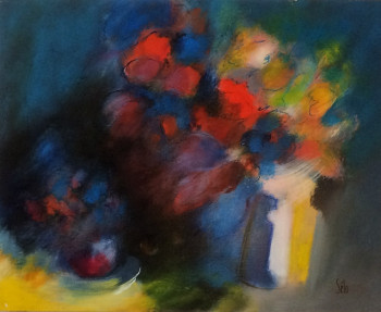 Œuvre contemporaine nommée « Le bouquet aux coquelicots et pavots jaune. », Réalisée par SELO