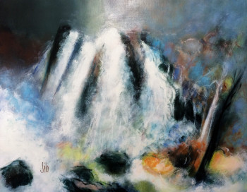 Œuvre contemporaine nommée « Cascade dans les Pyrénées. », Réalisée par SELO