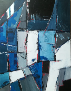 Œuvre contemporaine nommée « construction bleue et grise », Réalisée par FRANCOIS VERT