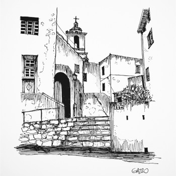 Œuvre contemporaine nommée « Ruelle de Calvi », Réalisée par AMéLIA GAZZO ILLUSTRATIONS