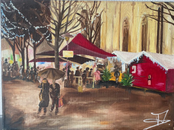 Œuvre contemporaine nommée « Marché de Noël », Réalisée par MELANIE DENEUVE