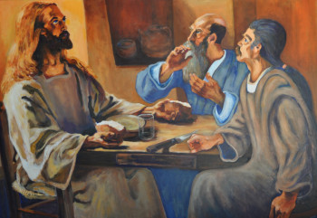 Œuvre contemporaine nommée « " L'ami des humbles ", le souper à Emmaüs. », Réalisée par PHILIPPE JAMIN