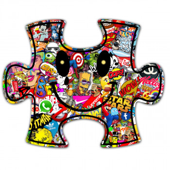 Œuvre contemporaine nommée « Puzzle Smiley Art », Réalisée par LASCAZ