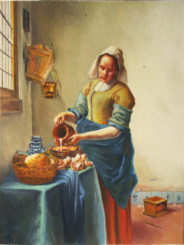 Œuvre contemporaine nommée « Reproduction Vermeer - La laitière », Réalisée par ADINA LOHMULLER