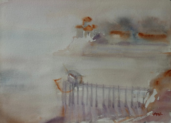 Œuvre contemporaine nommée « Talmont, vue de la falaise II », Réalisée par PHILIPPE JAMIN
